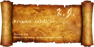 Krupka Jolán névjegykártya
