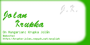 jolan krupka business card